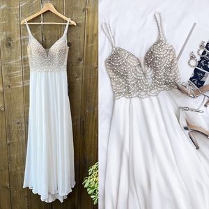 White True Love Beaded Rhinestone Wedding Gown - Lulus 🌿